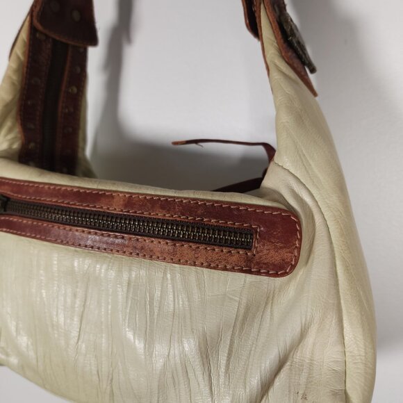 Vintage Browns Green Brown Shoulder Bag Purse Metal Bull Accents Braided Strap - Picture 4 of 12